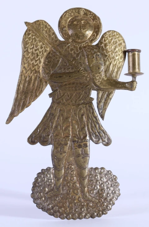 Archangel - metal candlestick, forged, for wall hanging